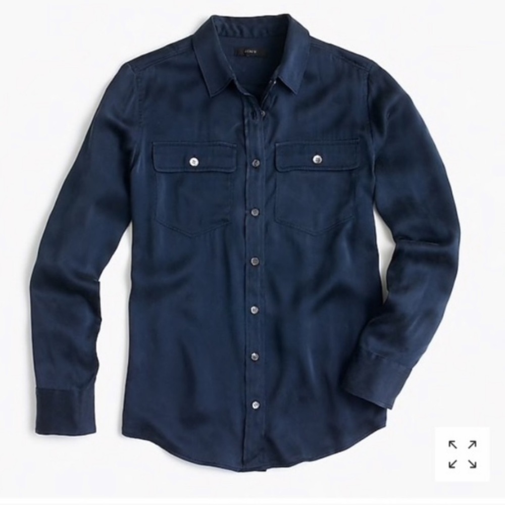 J. Crew Blythe Silk Blouse in Indigo
